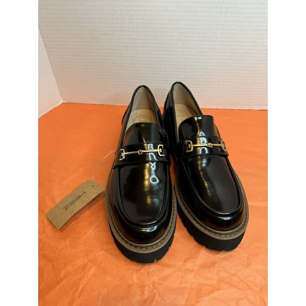 HEEZ Women Chunky Penny Loafer Comfort Cushion Insole Slip On Casual Dress Sz 7
